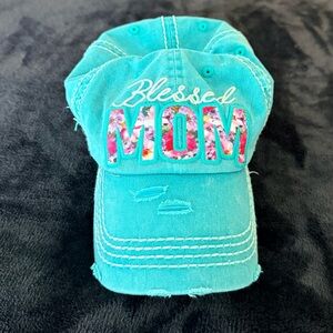 Turquoise 'Blessed Mom' Cap